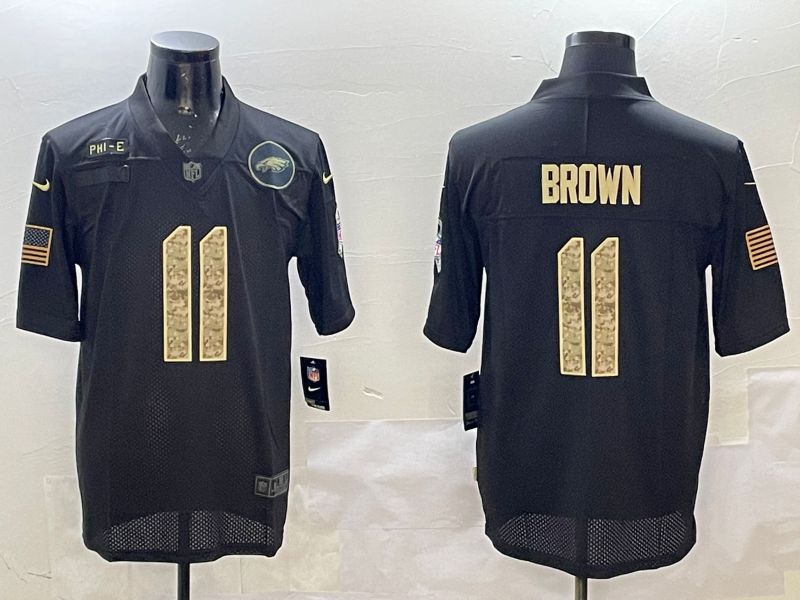 Men Philadelphia Eagles #11 Brown Black 2025 Nike Salute to Service Limited NFL Jersey style 6->philadelphia eagles->NFL Jersey